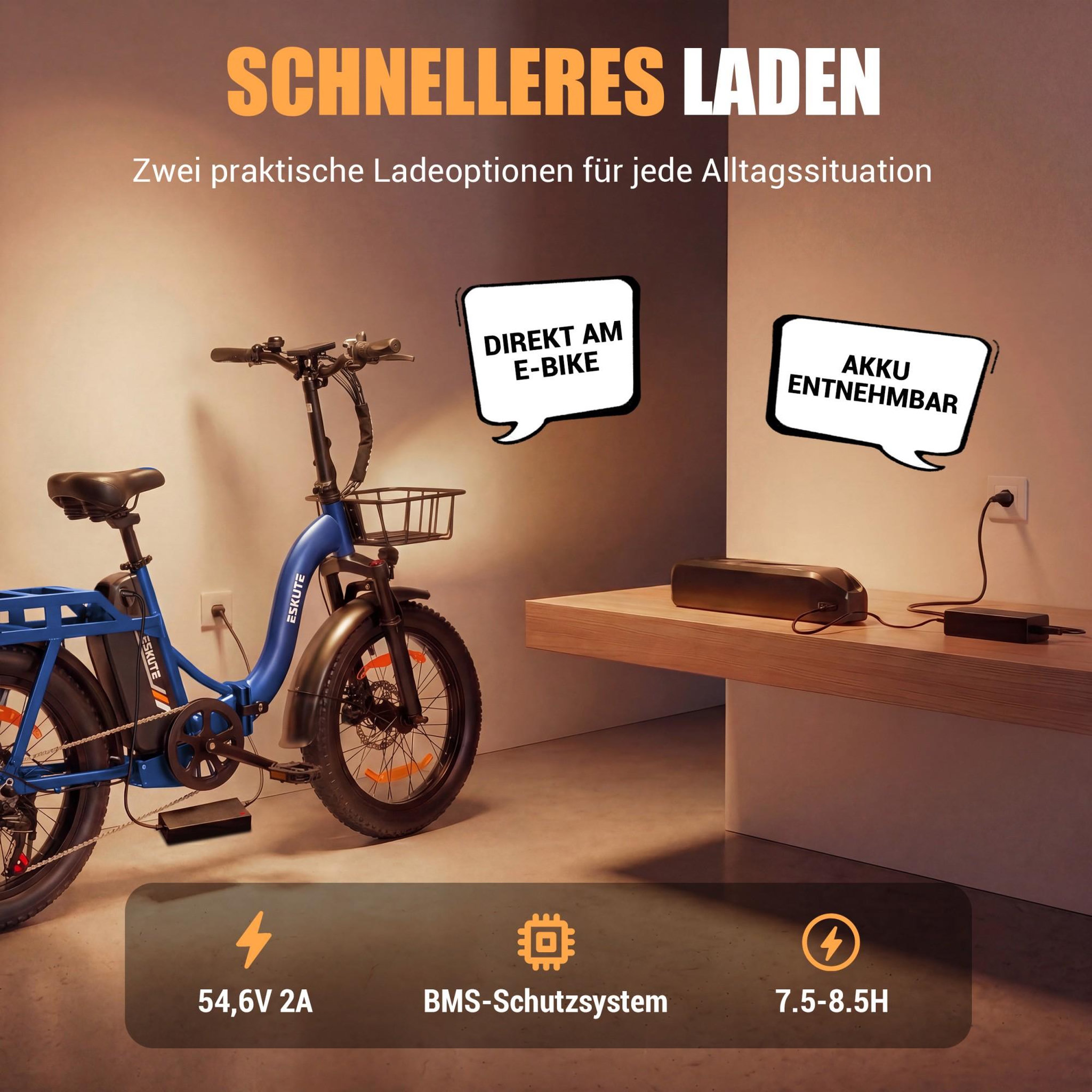 Voir la diapositive 5 : ESKUTE Vélo électrique pliable ESKUTE D202, 48V 20,8Ah