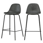 Rendez vous déco Lot de 2 chaises pour îlot central 65 cm en cuir synthétique gris-Henrik