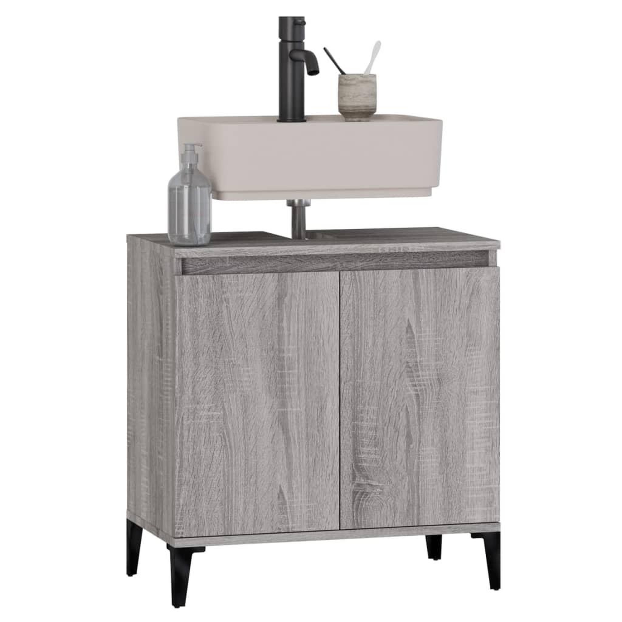 Voir la diapositive 4 : VIDAXL Meuble d'evier sonoma gris 58x33x60 cm bois d'ingenierie