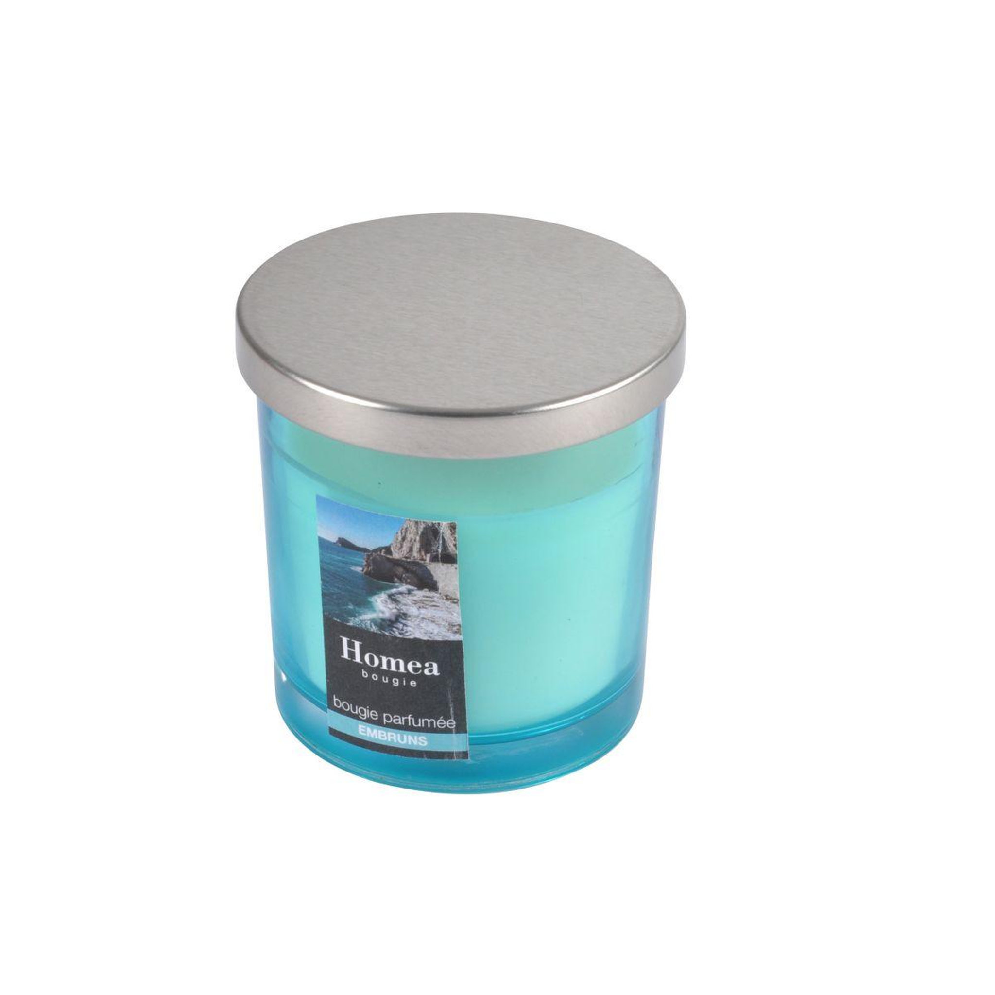 Voir la diapositive 2 : HOMEA Bougie parfumée couvercle  essentiel  8cm embruns