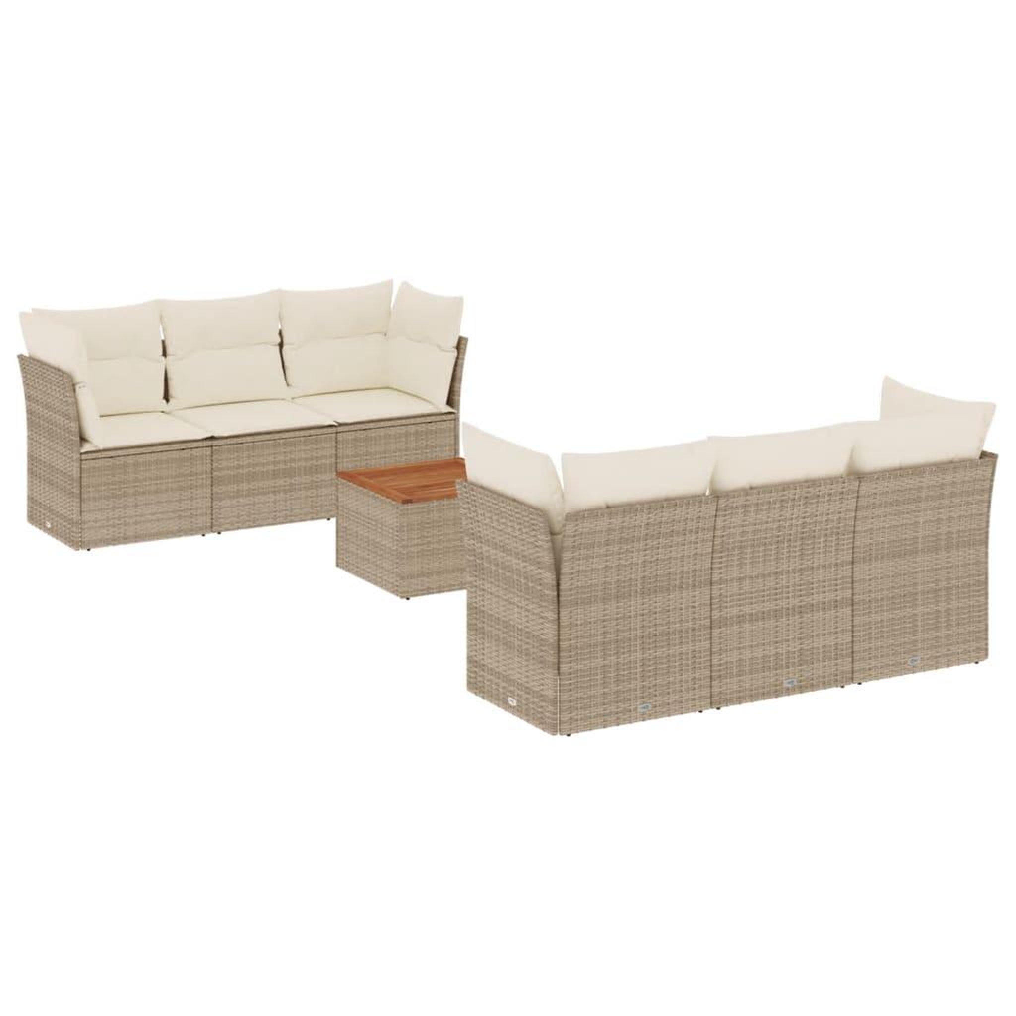 Voir la diapositive 2 : VIDAXL Salon de jardin avec coussins 7 pcs beige resine tressee
