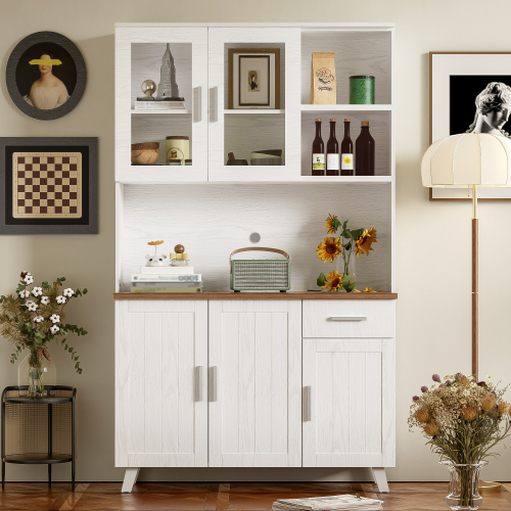 Voir la diapositive 4 : MERAX Buffet de cuisine 5 portes 1 tiroir - 114 cm blanc panneau de particules