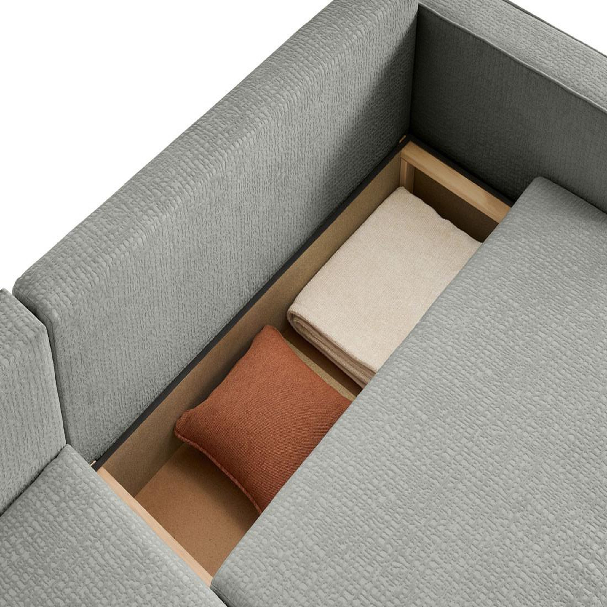 Voir la diapositive 5 : BEST MOBILIER Topaze - canapé d'angle réversible - 4 places - convertible avec coffre - en tissu velours relief