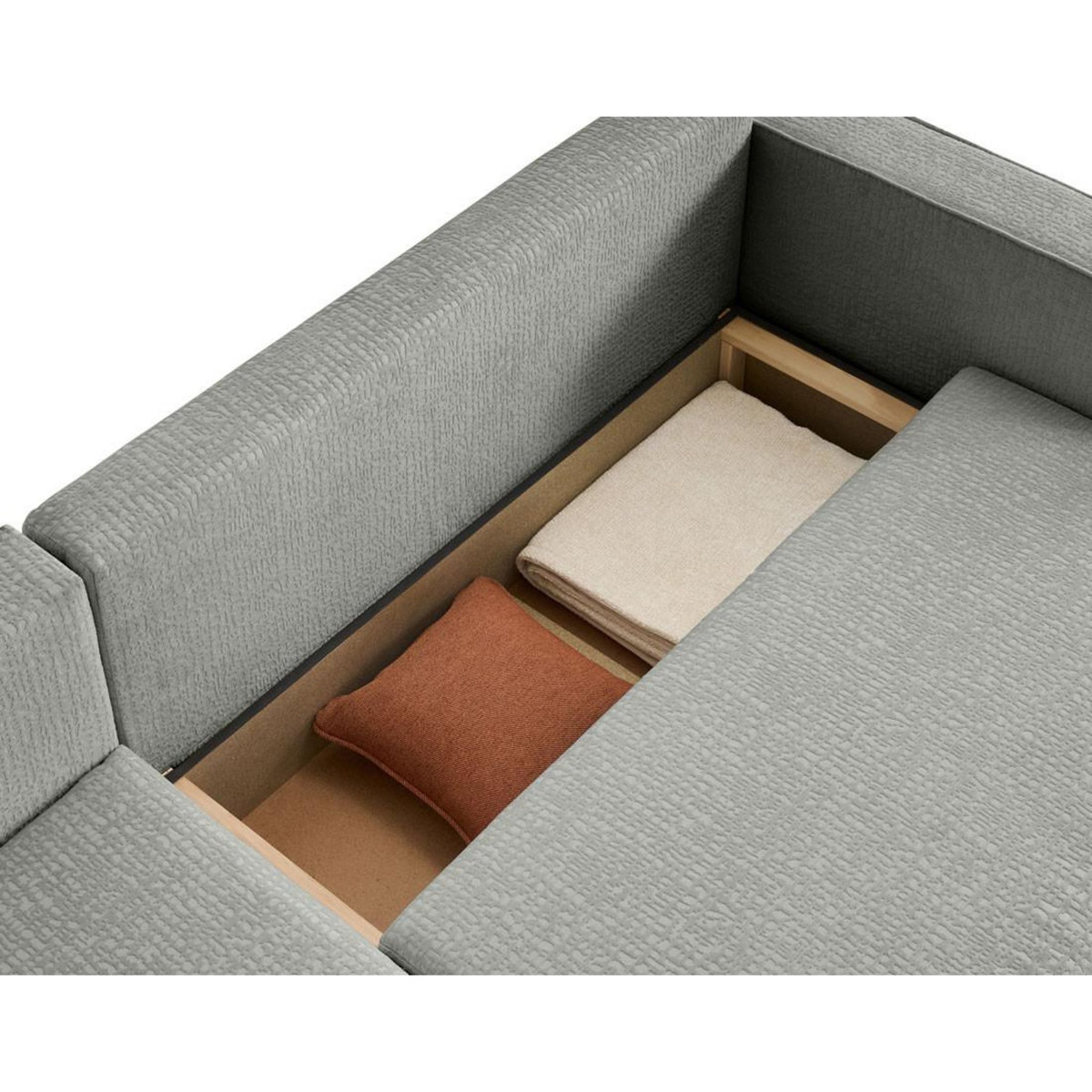 BEST MOBILIER Topaze - canapé d'angle réversible - 4 places - convertible avec coffre - en tissu velours relief