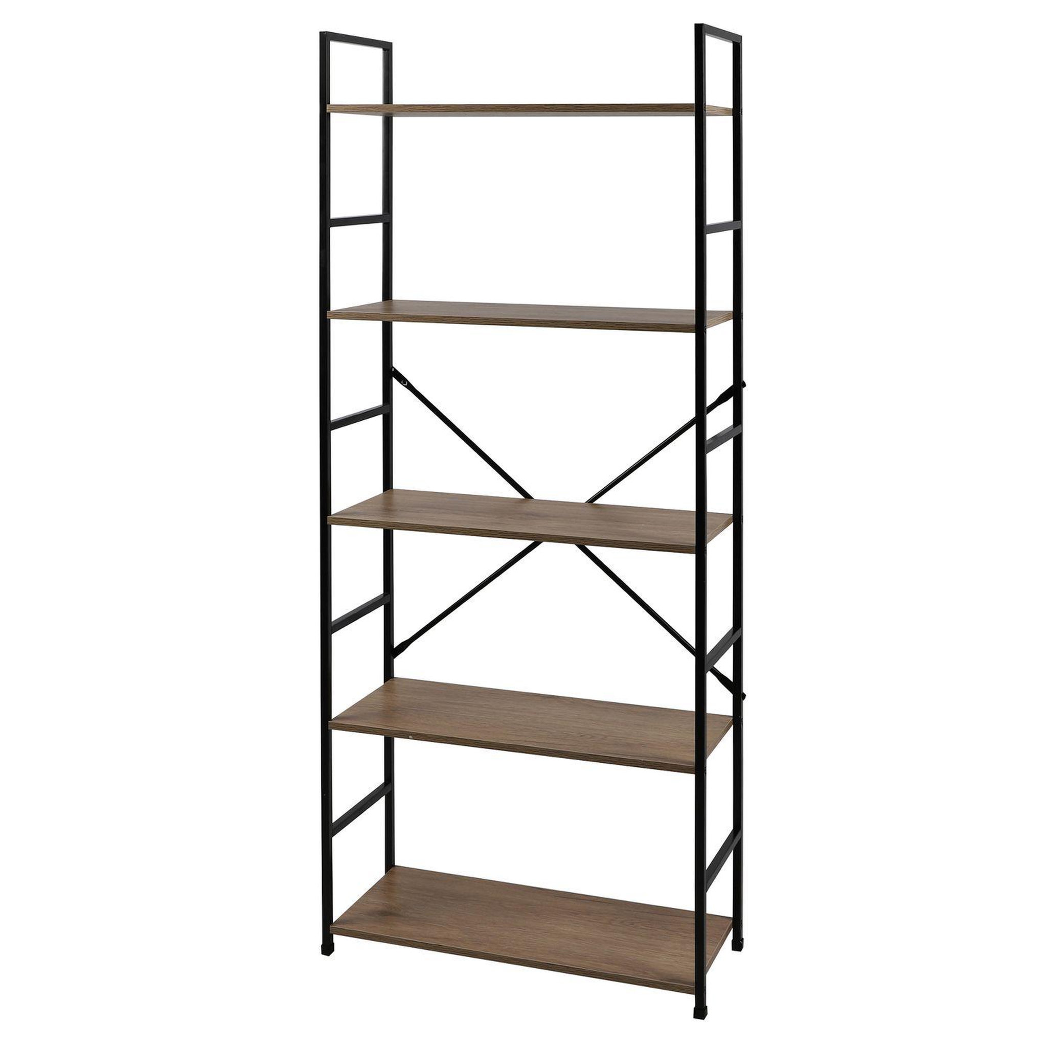TOILINUX Etagère droite large 5 niveaux colorado h.48 en métal et mdf - beige et noir