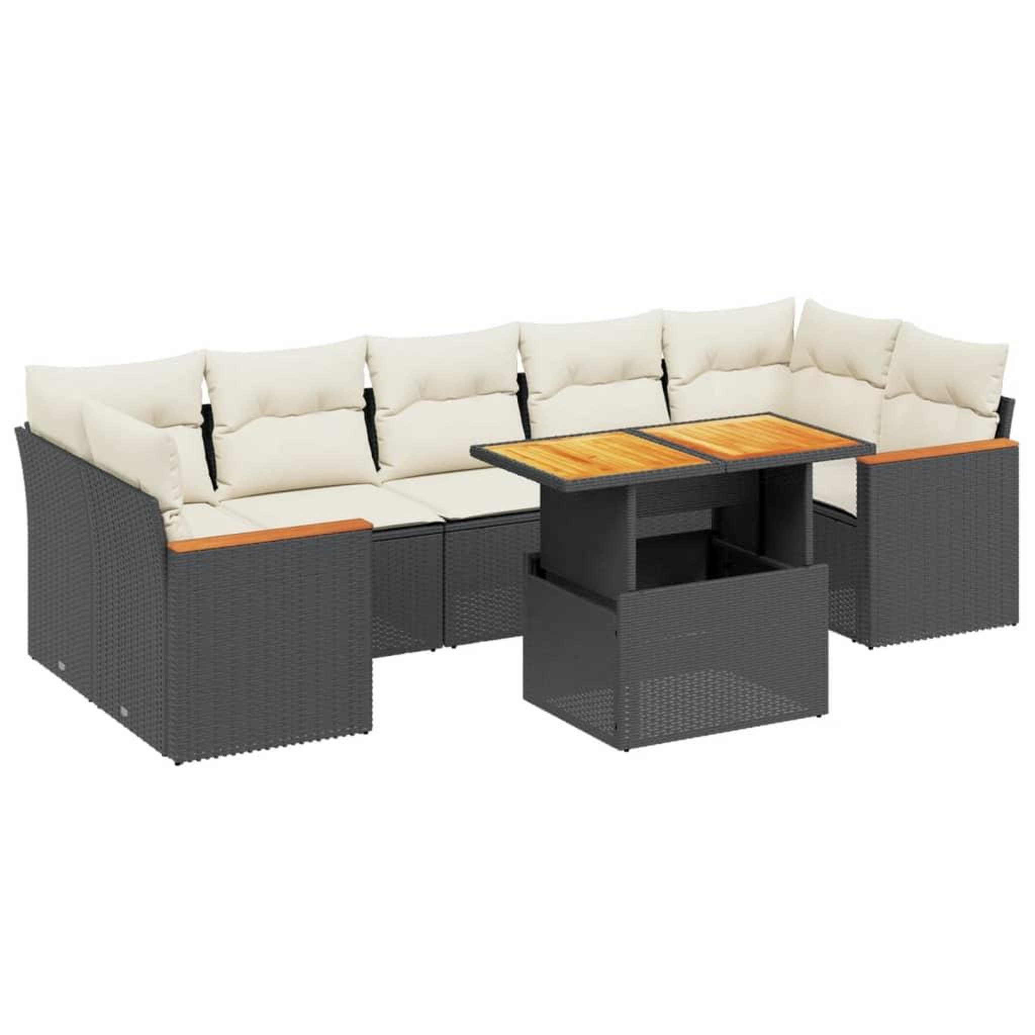 Voir la diapositive 2 : VIDAXL Salon de jardin 8 pcs avec coussins noir resine tressee