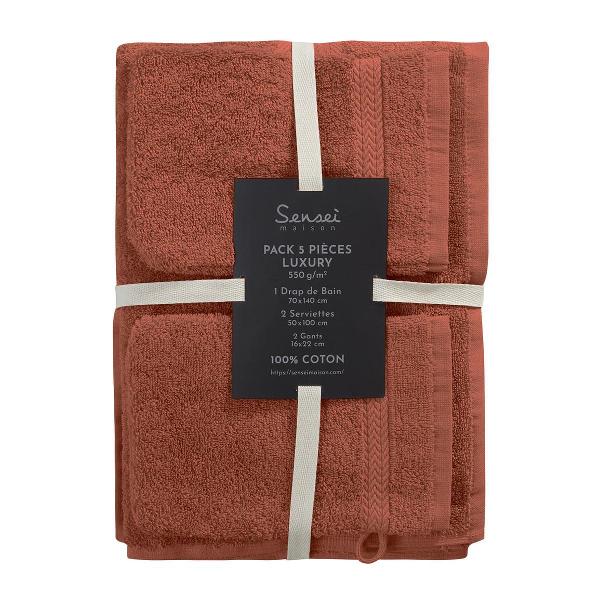 Voir la diapositive 4 : Sensei Maison Ensemble de bain 5 pièces (1 drap de bain + 2 serviettes de toilette + 2 gants) LUXURY