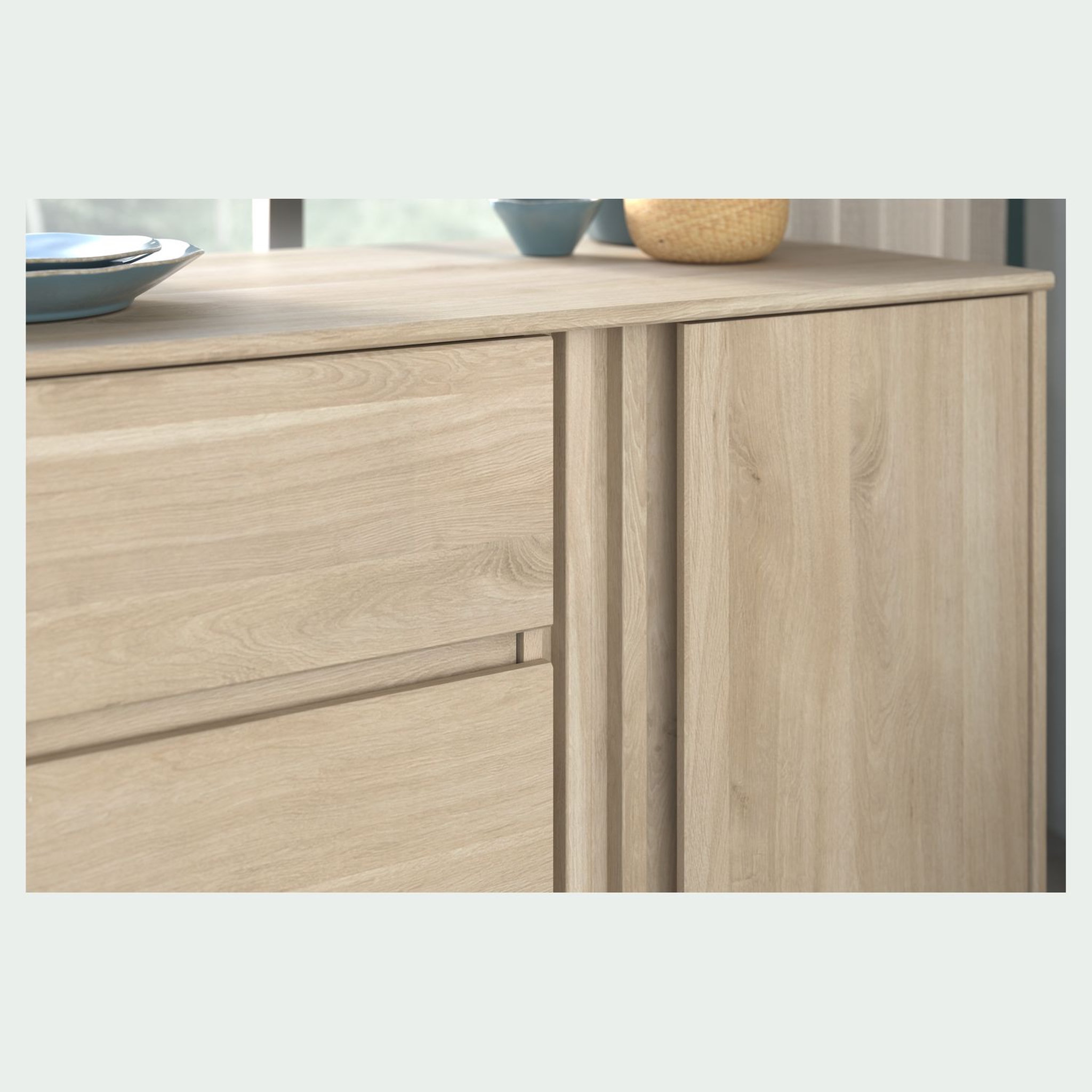 Voir la diapositive 5 : Commode 3 tiroirs 1 porte L109 cm PIA