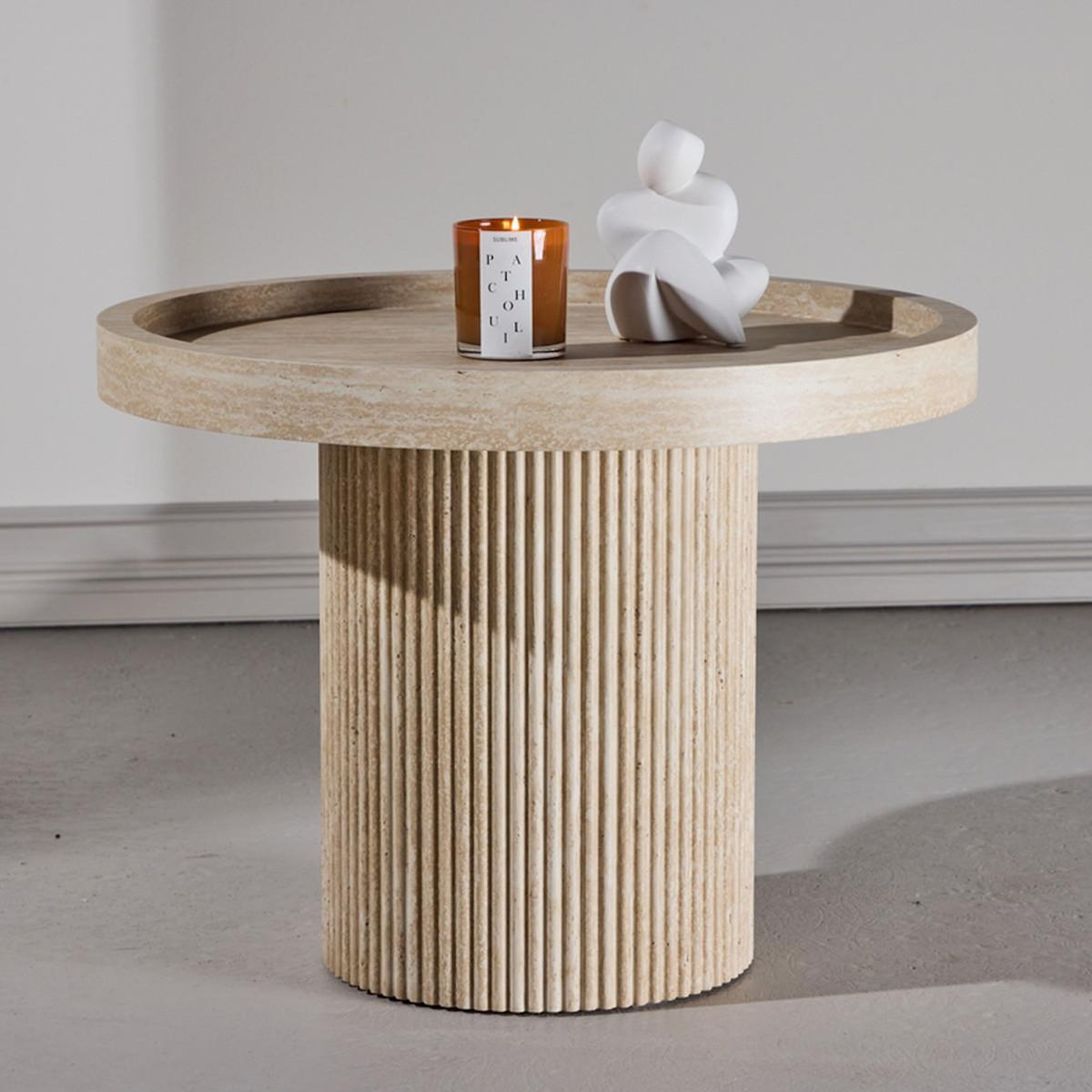 Paris Prix Table Basse Effet Travertin  Krille  60cm Beige