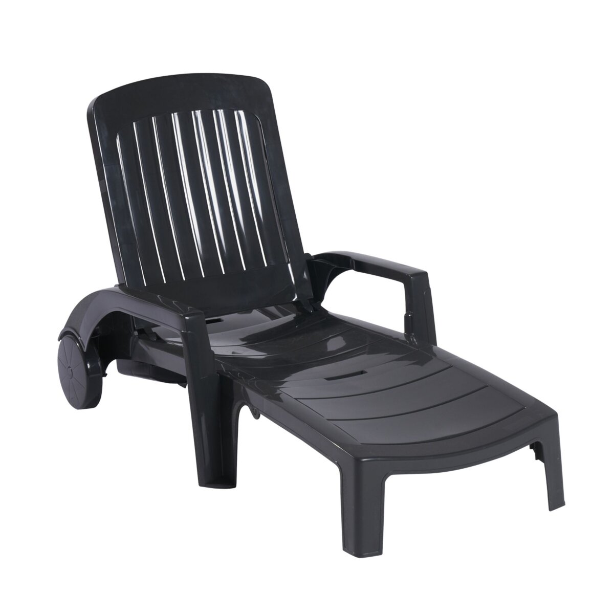 GROSFILLEX Bain de soleil pliant multipositions - Résine - Gris - MIAMI