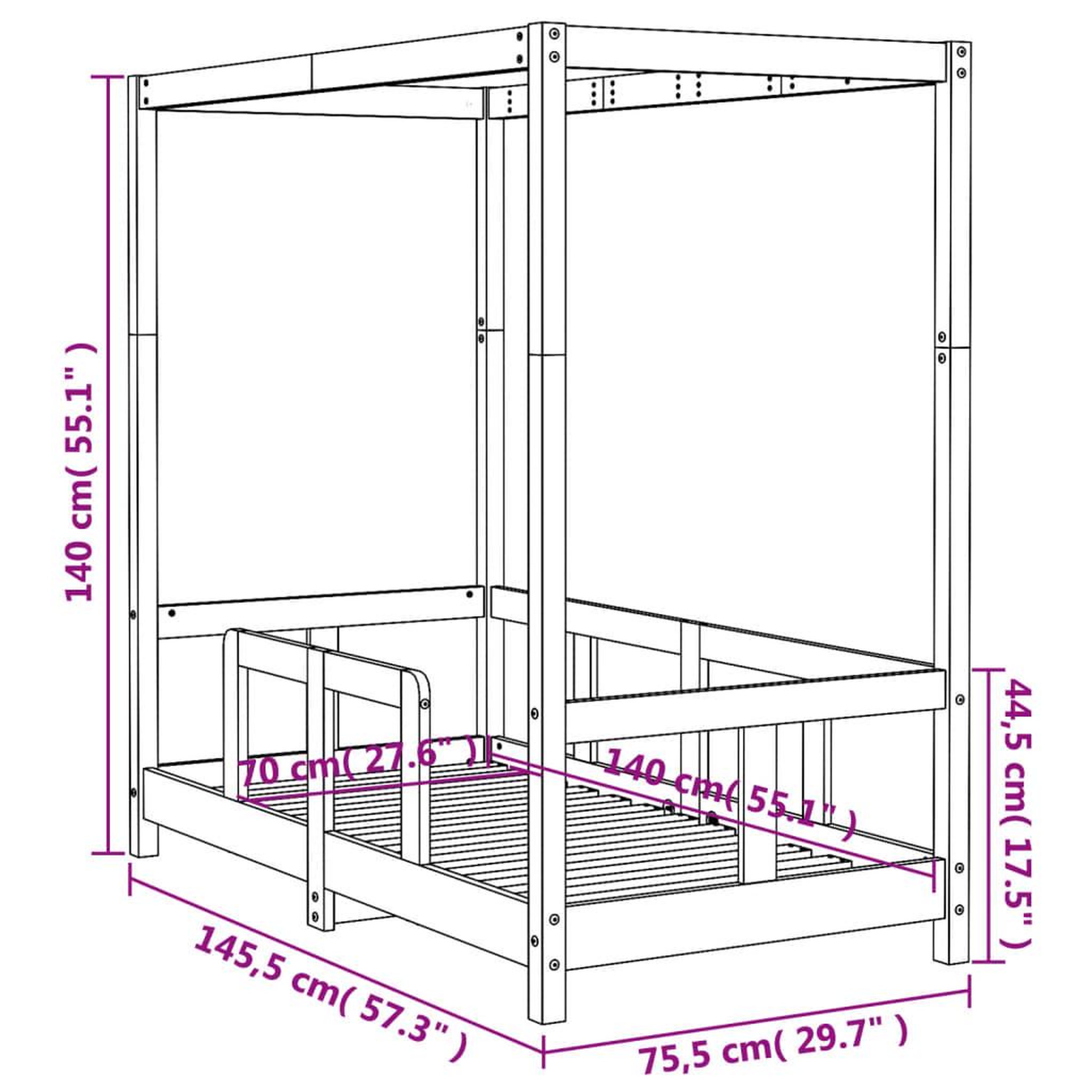 Voir la diapositive 6 : VIDAXL Cadre de lit pour enfant 70x140 cm bois de pin massif