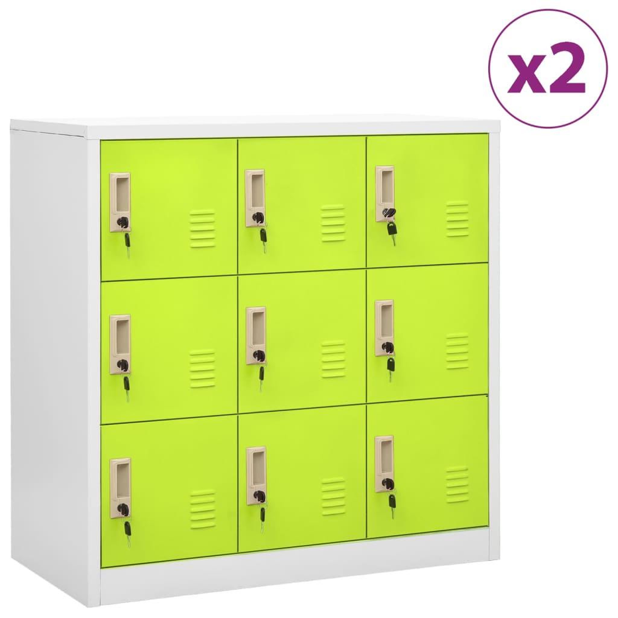 VIDAXL Armoires a casiers 2 pcs Gris clair et vert 90x45x92,5 cm Acier