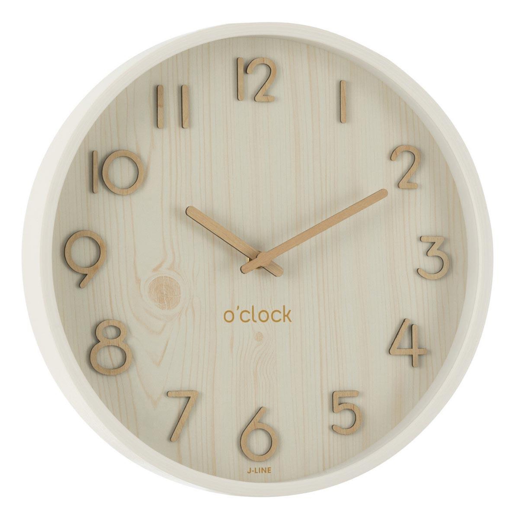 J-LINE Horloge murale en bois  marion  30cm blanc