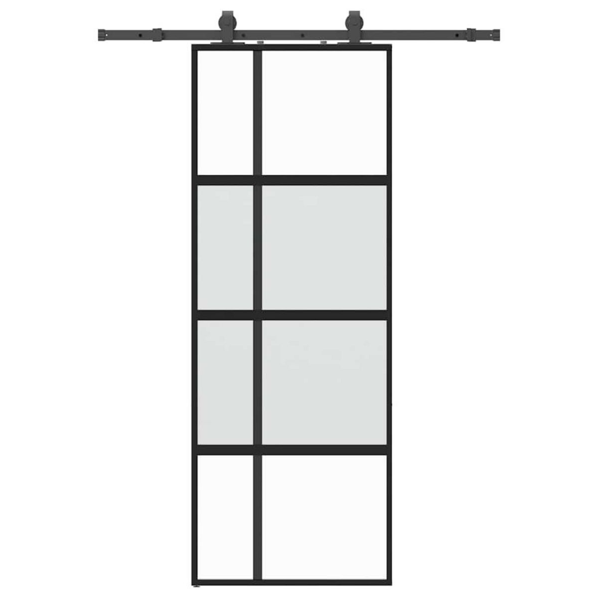 VIDAXL Porte coulissante kit quincaillerie noir 76x205 cm verre trempe