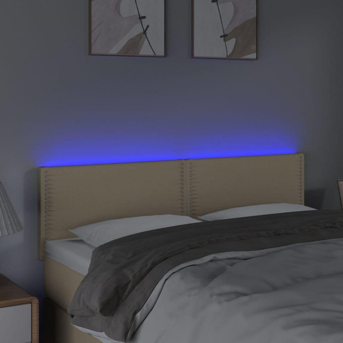 VIDAXL Tete de lit a LED Creme 144x5x78/88 cm Tissu