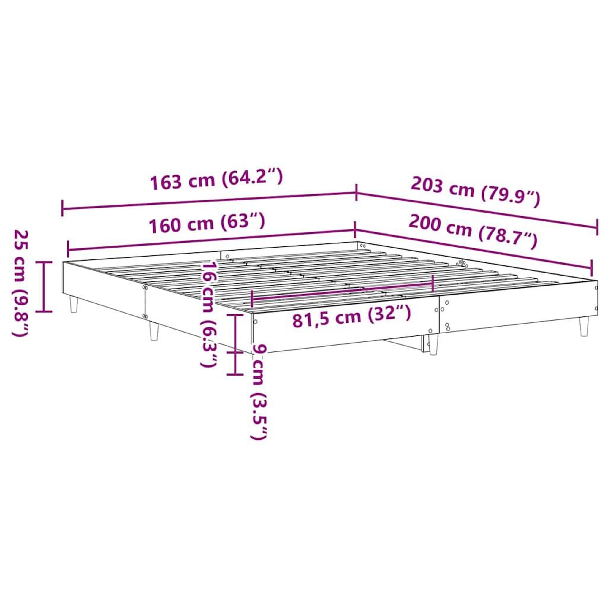 Voir la diapositive 6 : VIDAXL Cadre de lit sans matelas chene sonoma 160x200 cm