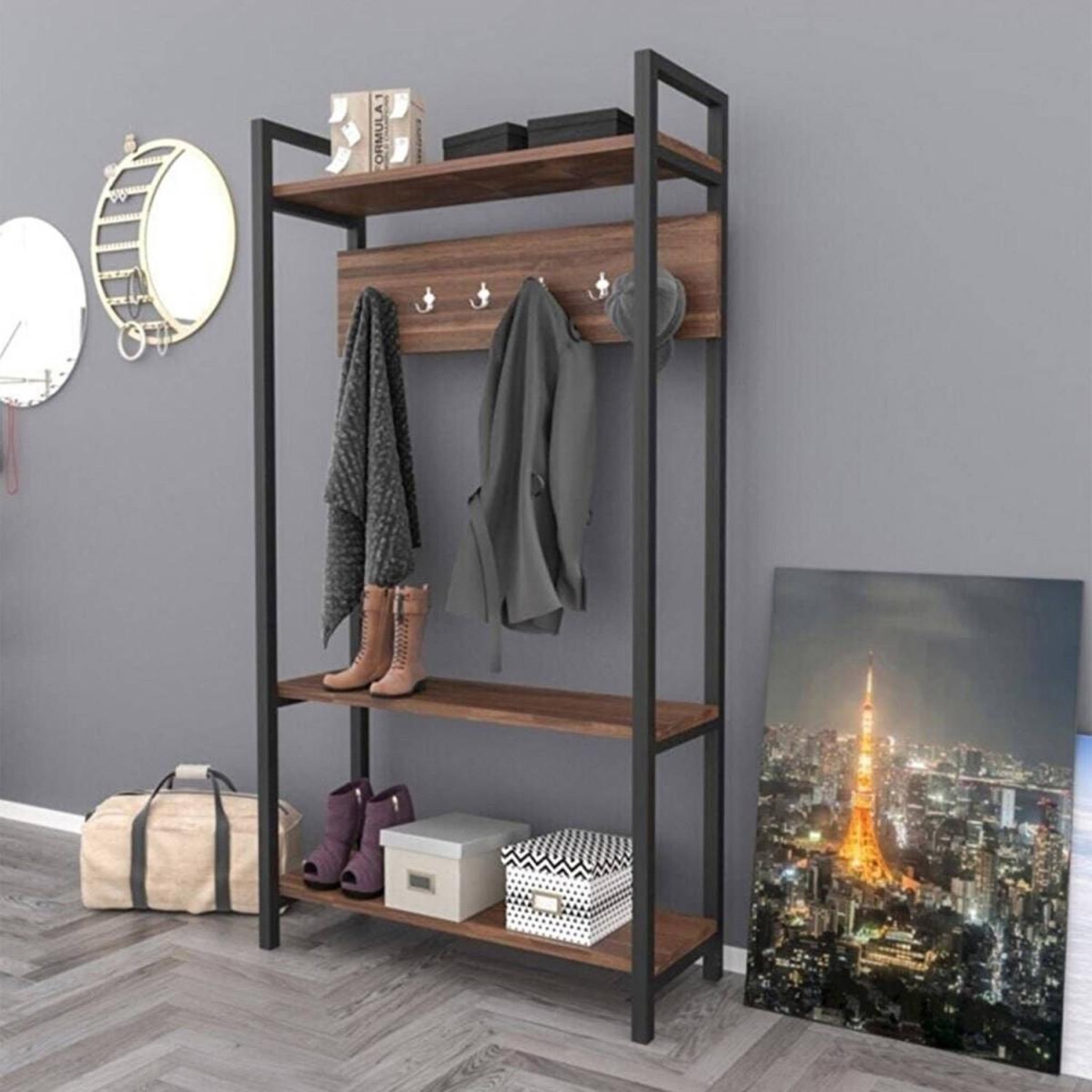 Voir la diapositive 2 : Paris Prix Meuble d'entrée vestiaire  sicaret  180cm chêne