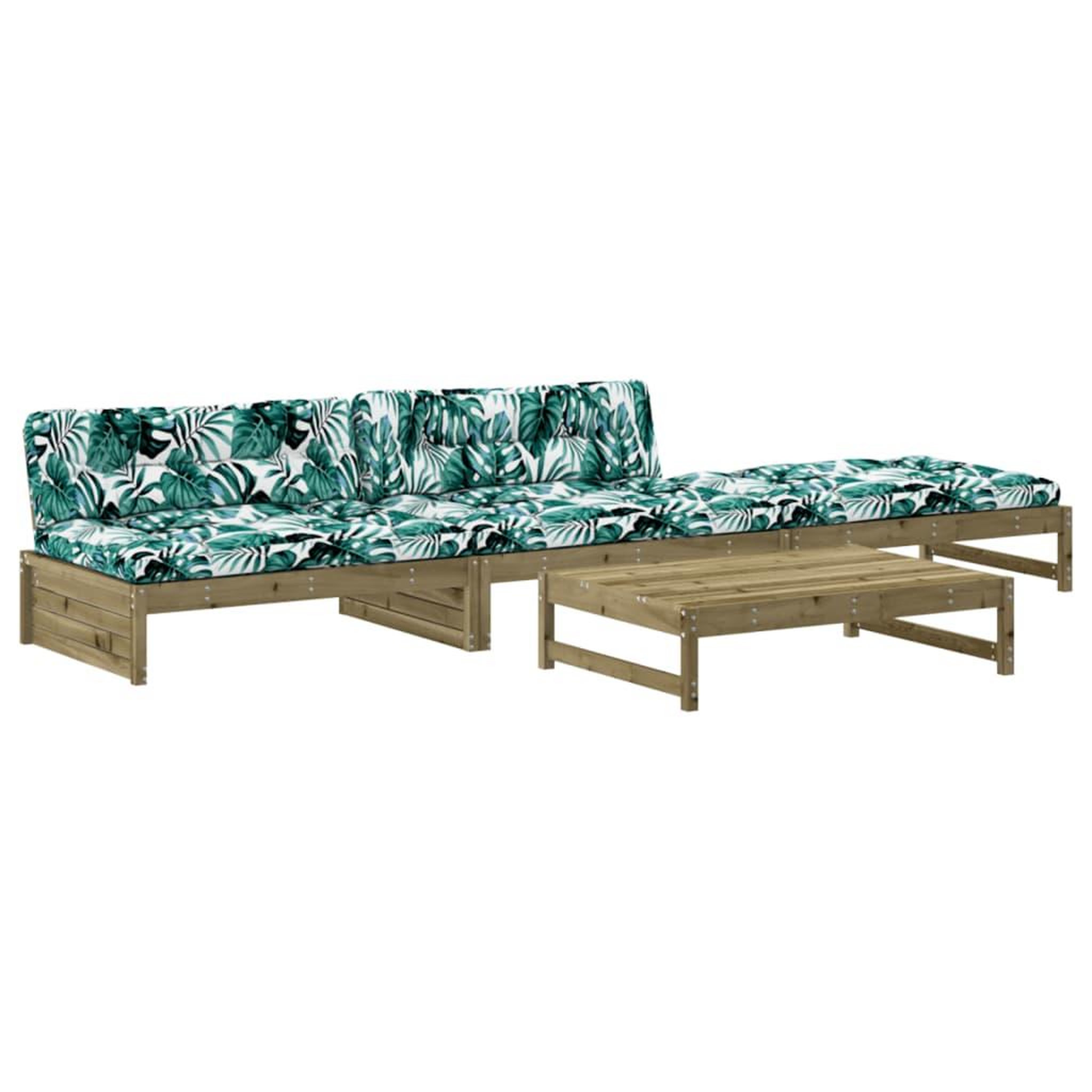Voir la diapositive 2 : VIDAXL Salon de jardin 4 pcs avec coussins bois de pin impregne