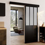 Voir la diapositive 3 : ID MARKET Kit porte coulissante verrière verre trempé givré 83 cm en métal + MDF avec rail et fixations