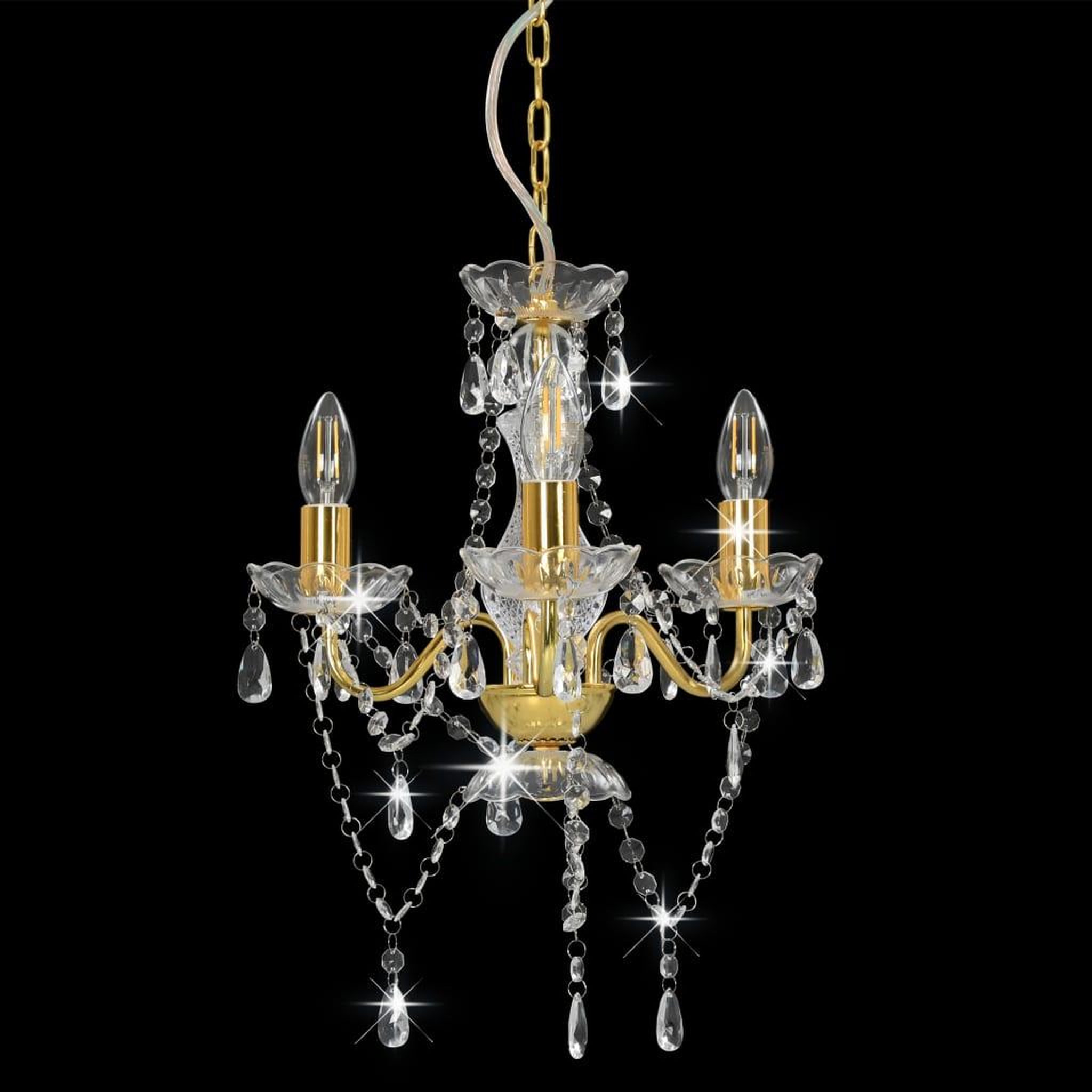 Voir la diapositive 3 : VIDAXL Lustre avec perles Dore Rond 3 x E14