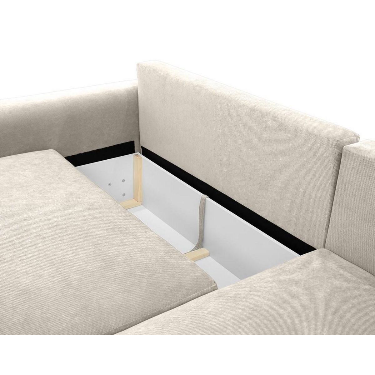 BEST MOBILIER Aurelia - canapé d'angle droit 4 places convertible avec coffre en tissu texturé