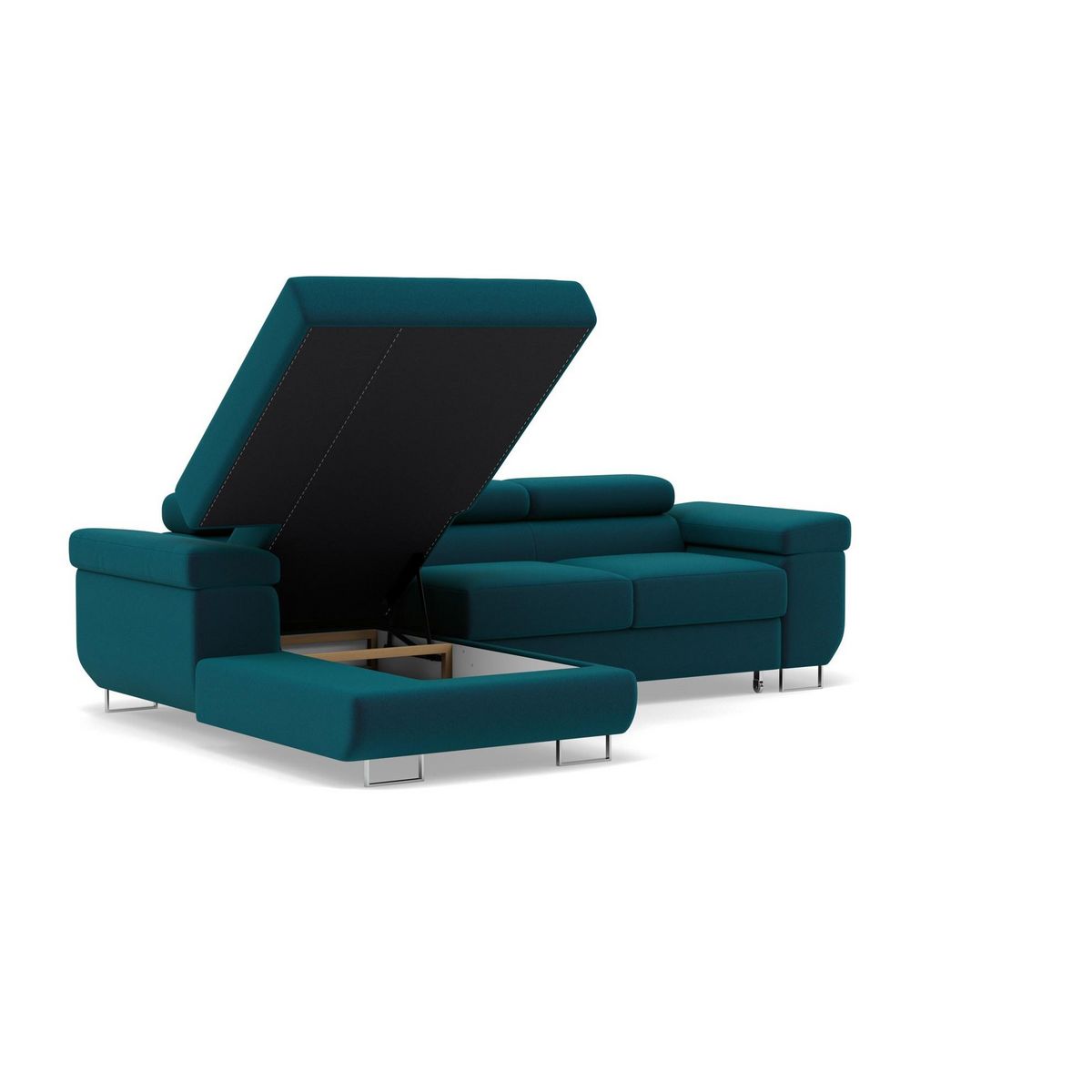 BEST MOBILIER Pablo - canapé d'angle gauche - 6 places - convertible avec coffre et têtières réglables - en velours