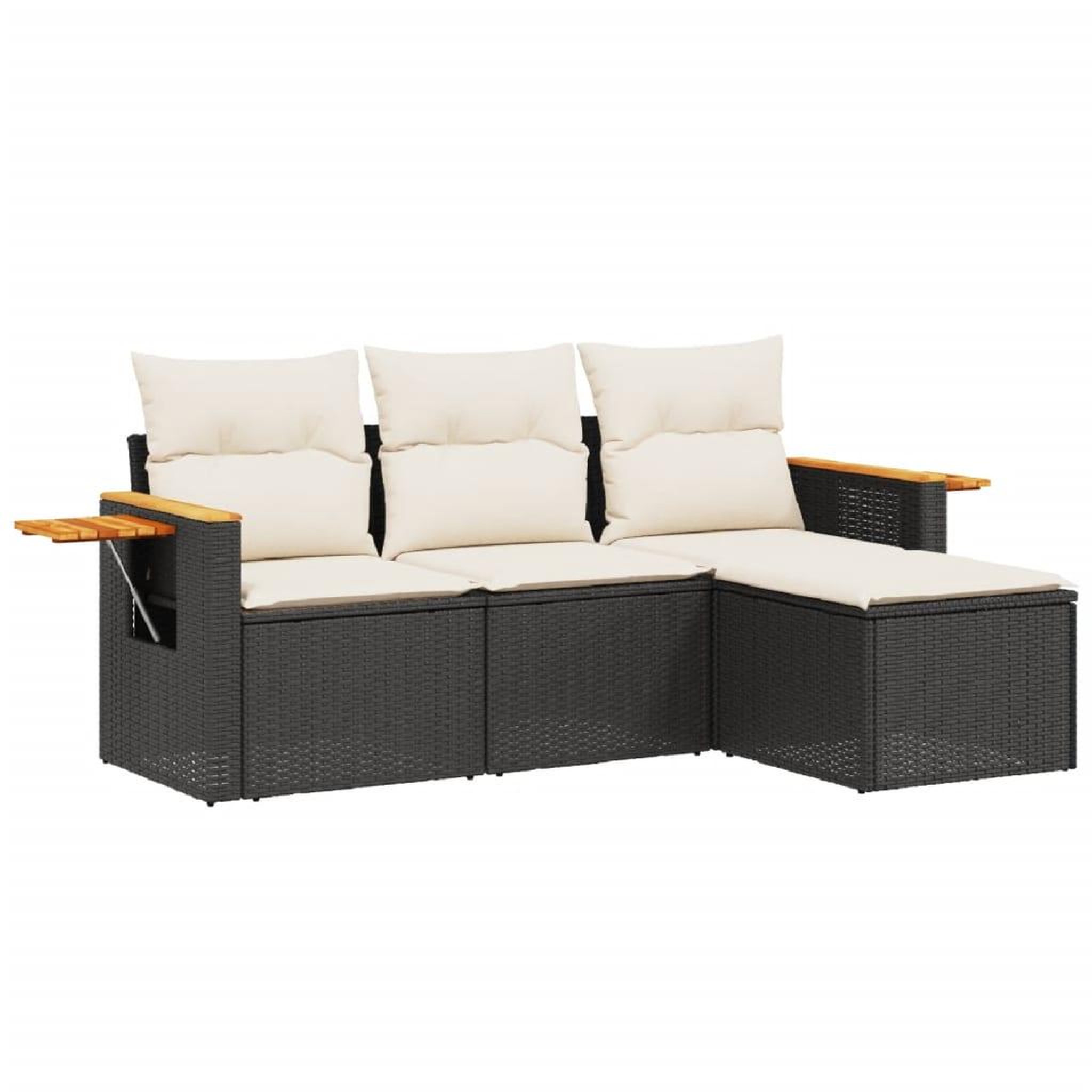 Voir la diapositive 2 : VIDAXL Salon de jardin 4 pcs avec coussins noir resine tressee