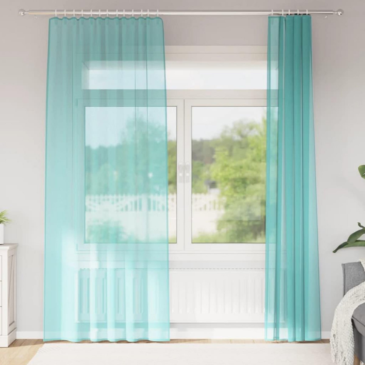 VIDAXL Rideaux en voile avec boucles 2 pcs turquoise 140x225 cm