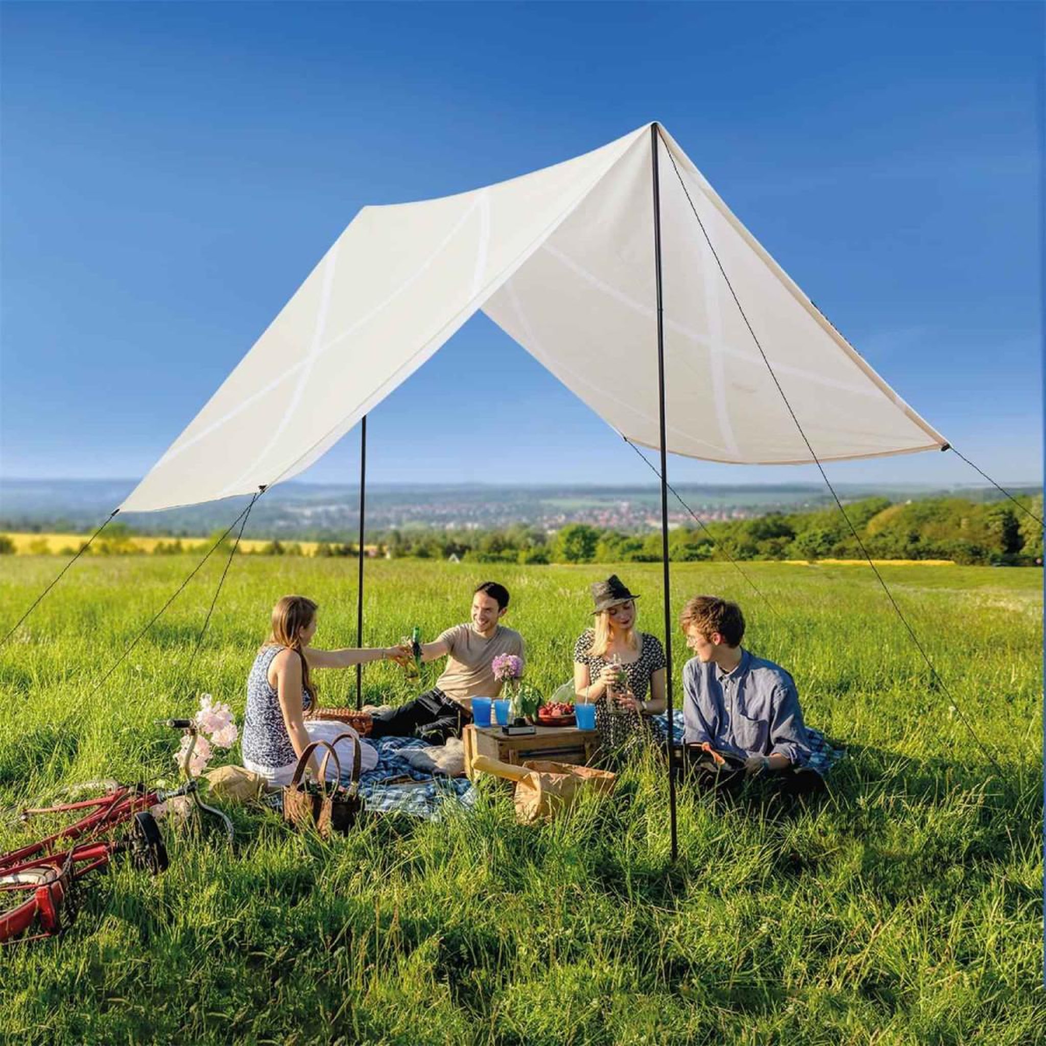 Voir la diapositive 2 : The Home Deco Factory Tente de jardin extérieur  nomade  300cm beige