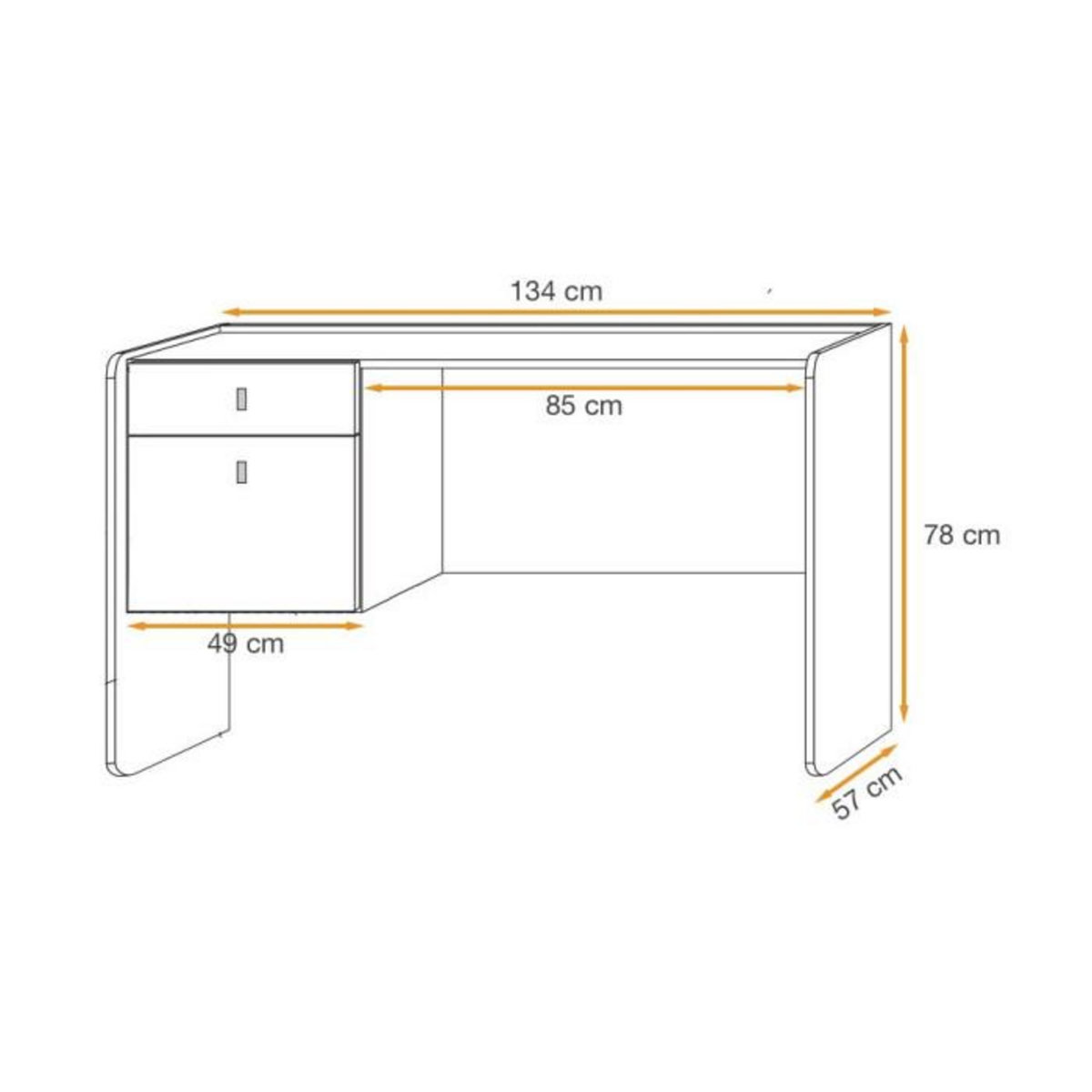 Paris Prix Bureau 1 Niche & 1 Tiroir  Vivero  134cm Gris & Naturel