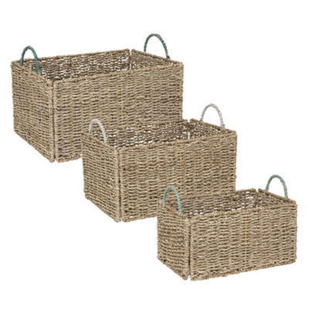  Lot de 3 Caisses Cagettes Déco  Palm  38cm Beige
