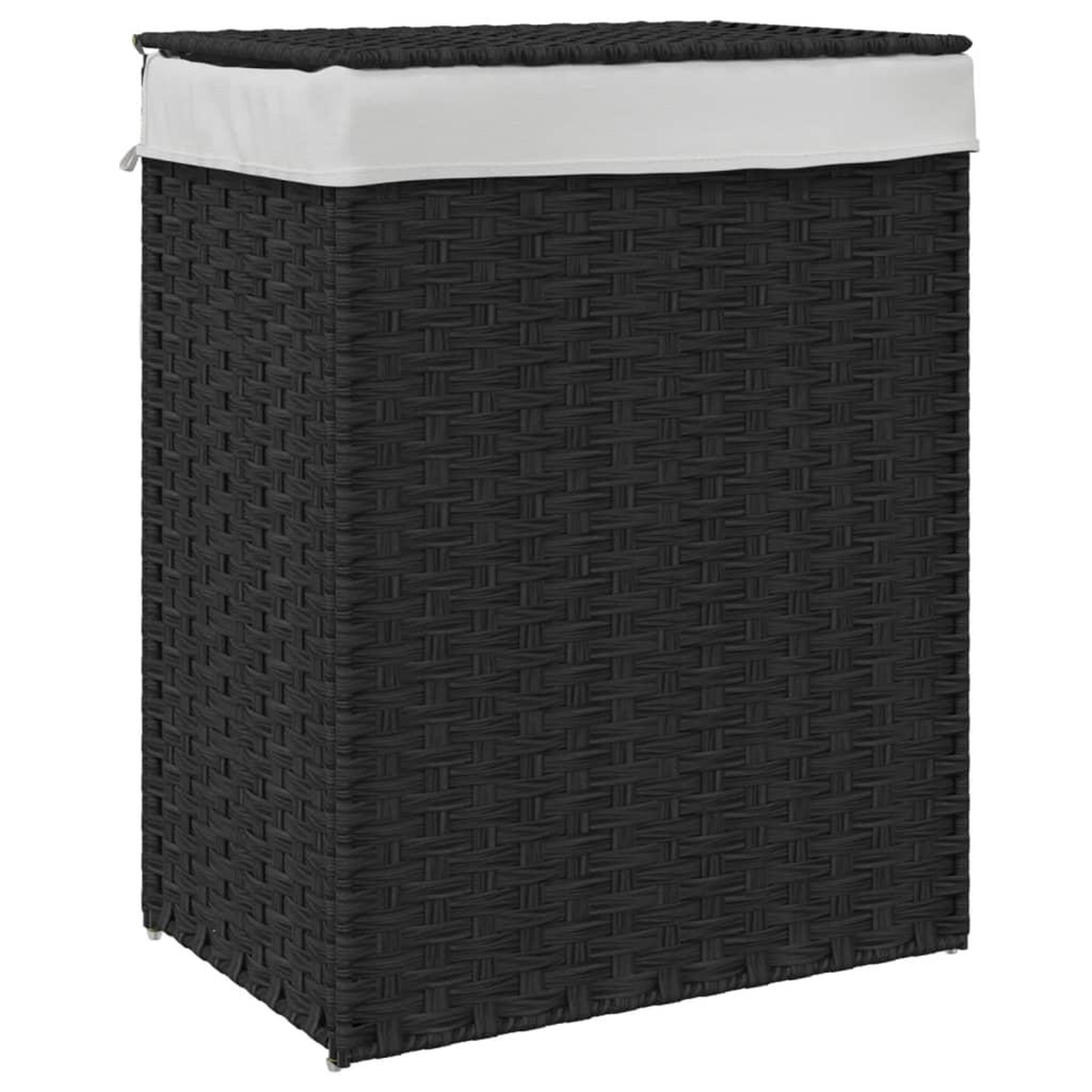 Voir la diapositive 2 : VIDAXL Panier a linge avec couvercle noir 46x33x60 cm resine tressee