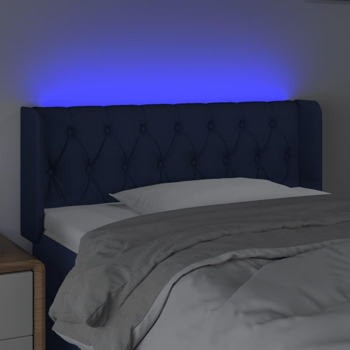 VIDAXL Tete de lit a LED Bleu 93x16x78/88 cm Tissu