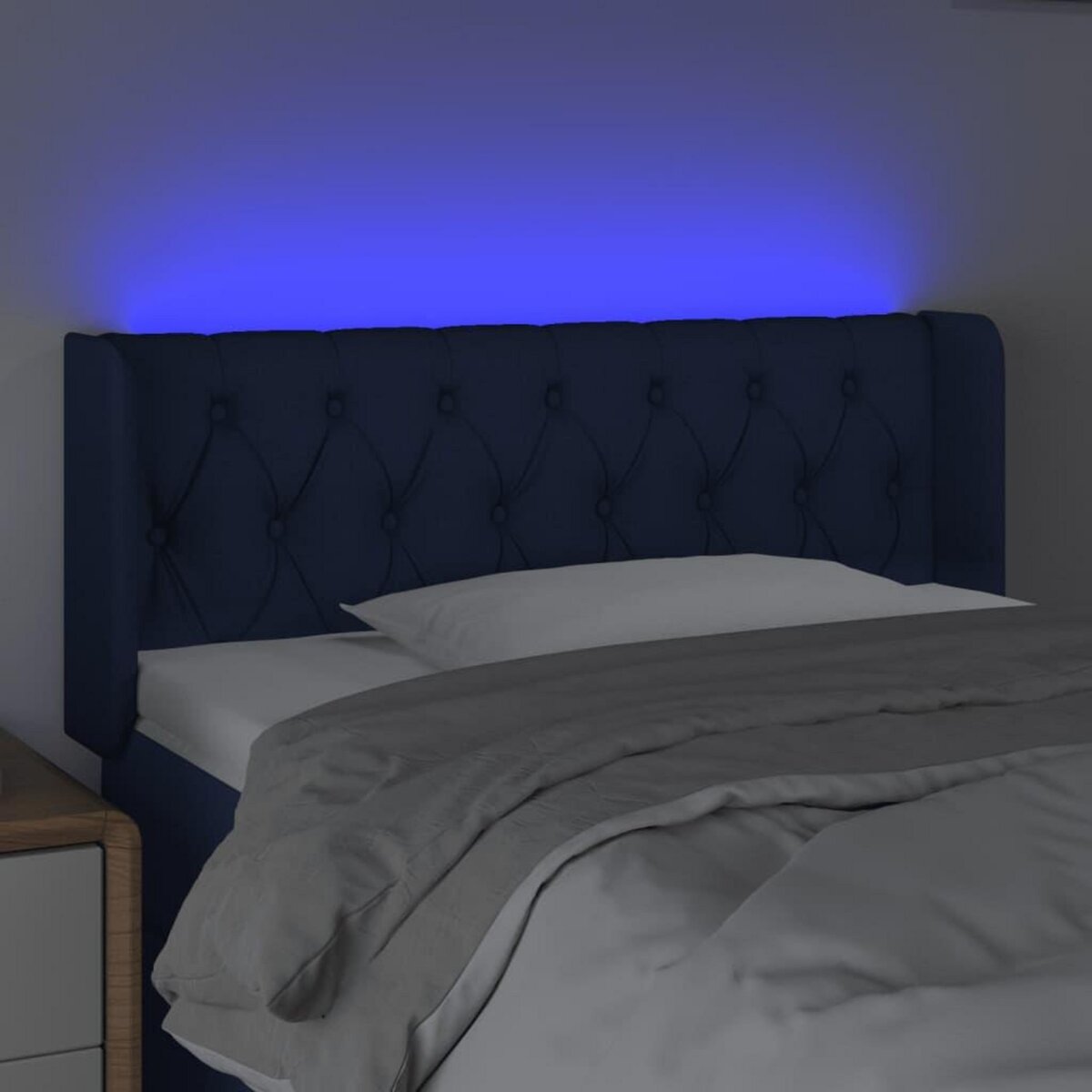 VIDAXL Tete de lit a LED Bleu 93x16x78/88 cm Tissu