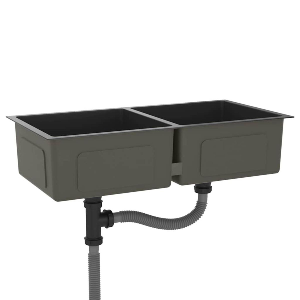 VIDAXL Evier de cuisine fait main Noir Acier inoxydable