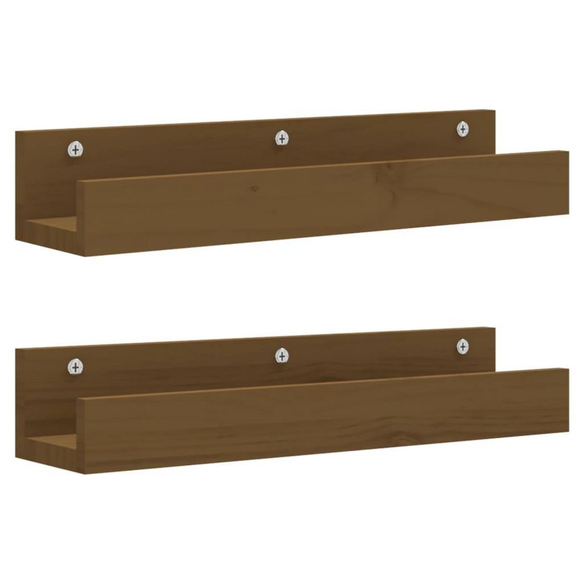 VIDAXL Etageres murales 2 pcs Marron miel 50x12x9cm Bois de pin massif