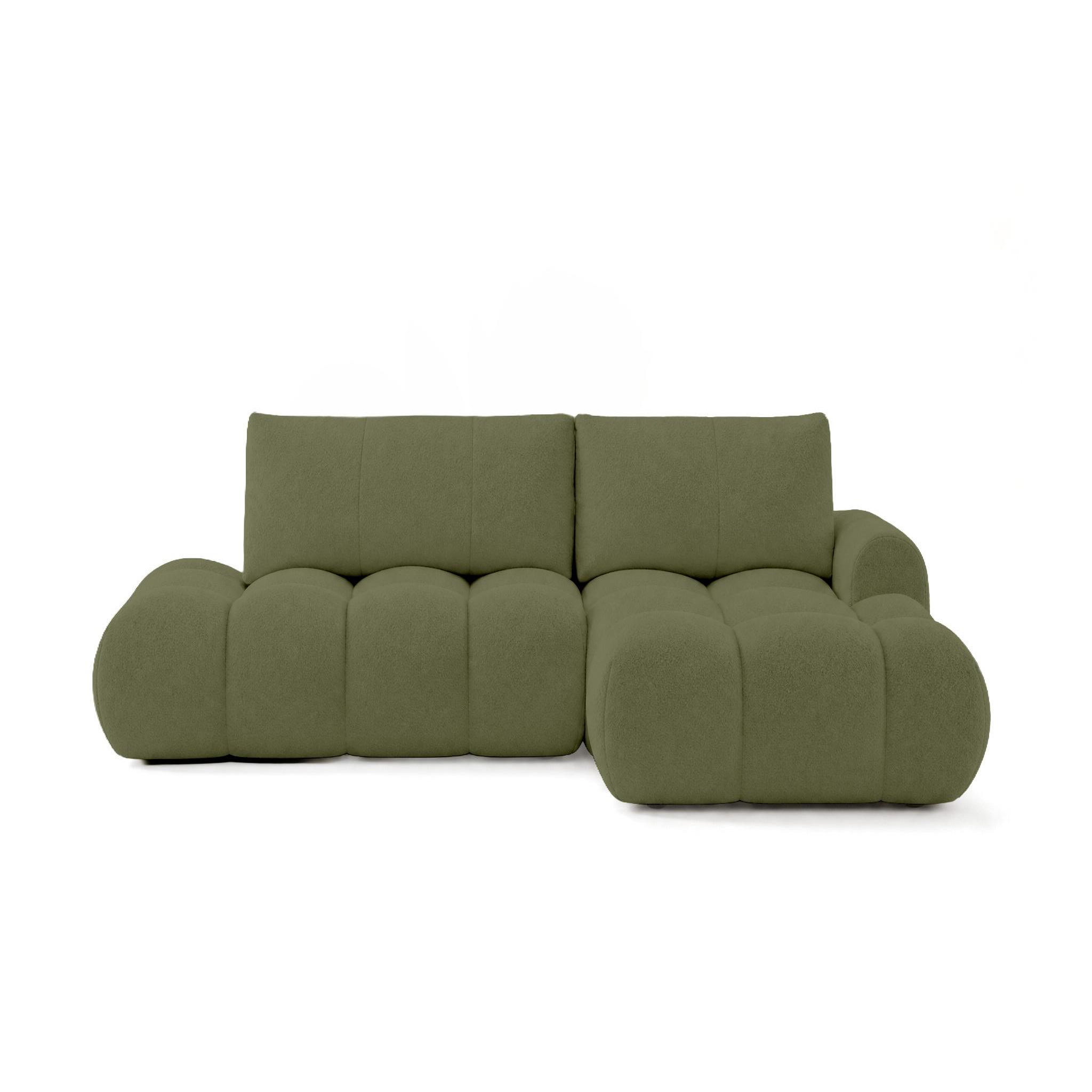Voir la diapositive 1 : BEST MOBILIER Yulin - canapé d'angle ouvert droit 4 places convertible avec coffre en tissu bouclette