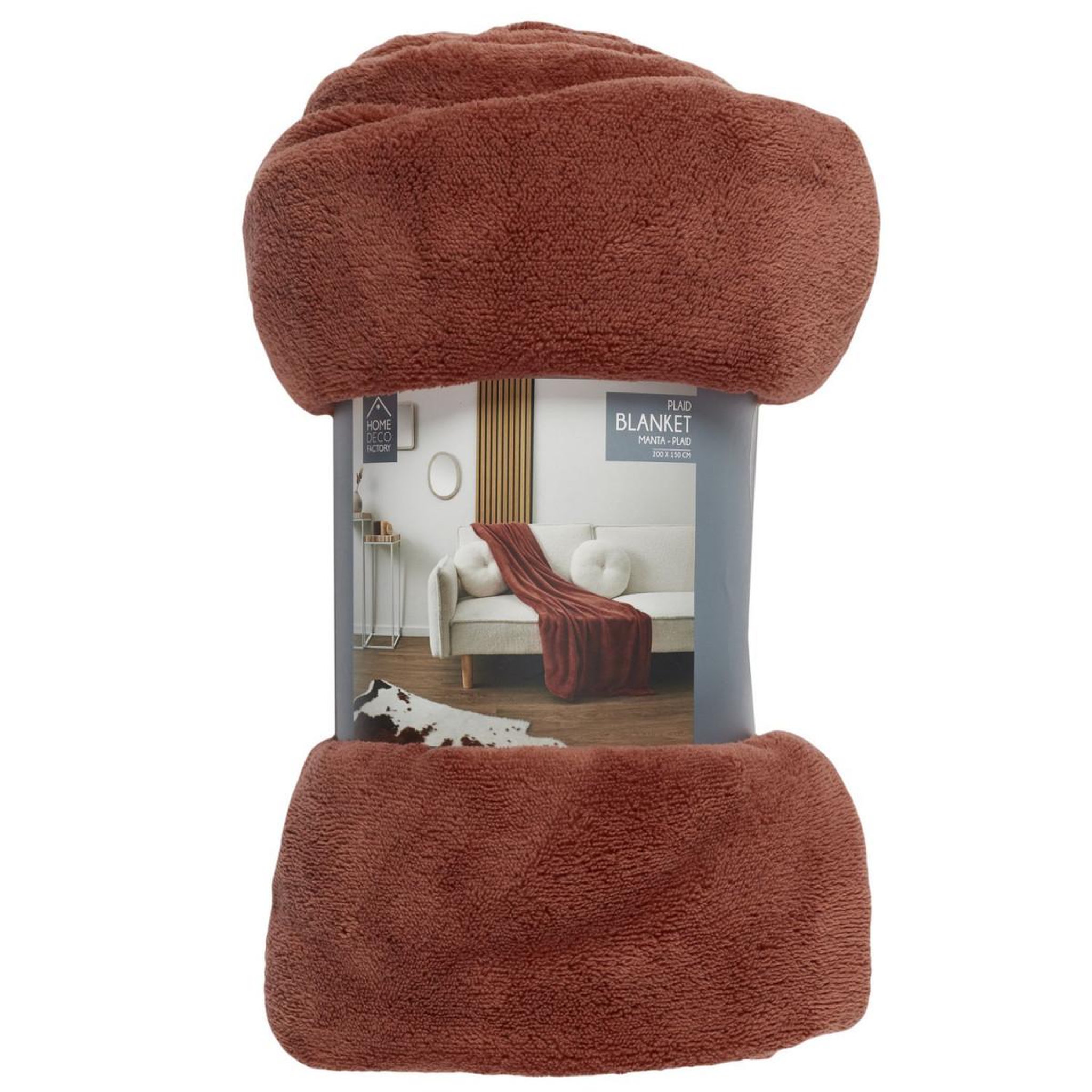 Voir la diapositive 3 : The Home Deco Factory Plaid microfibre  roméo  150x200cm terracotta