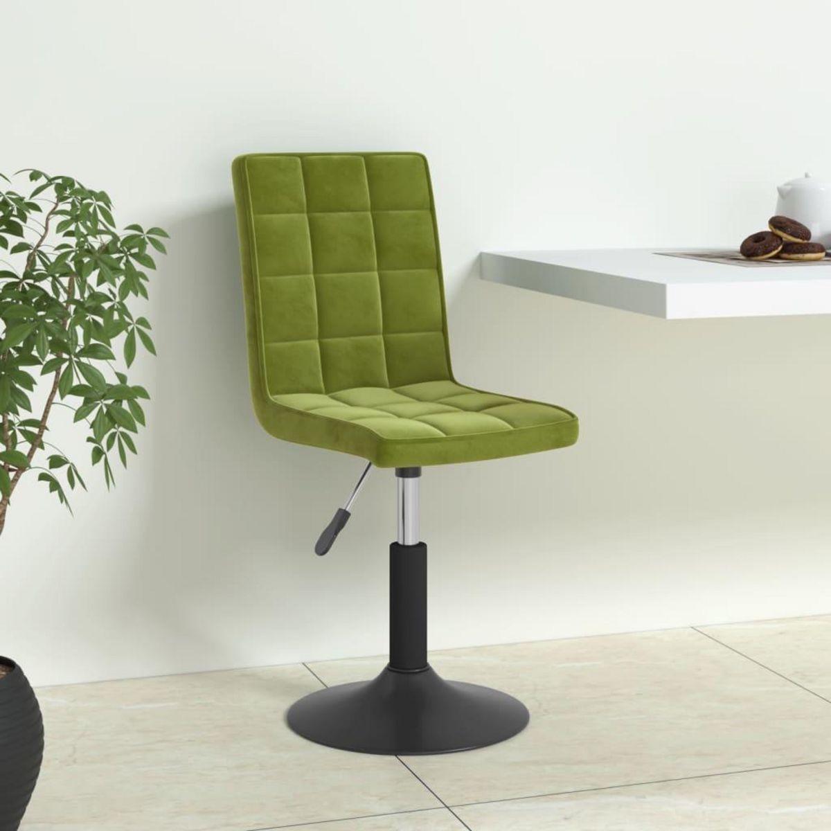 VIDAXL Chaises pivotantes a manger lot de 6 vert clair velours
