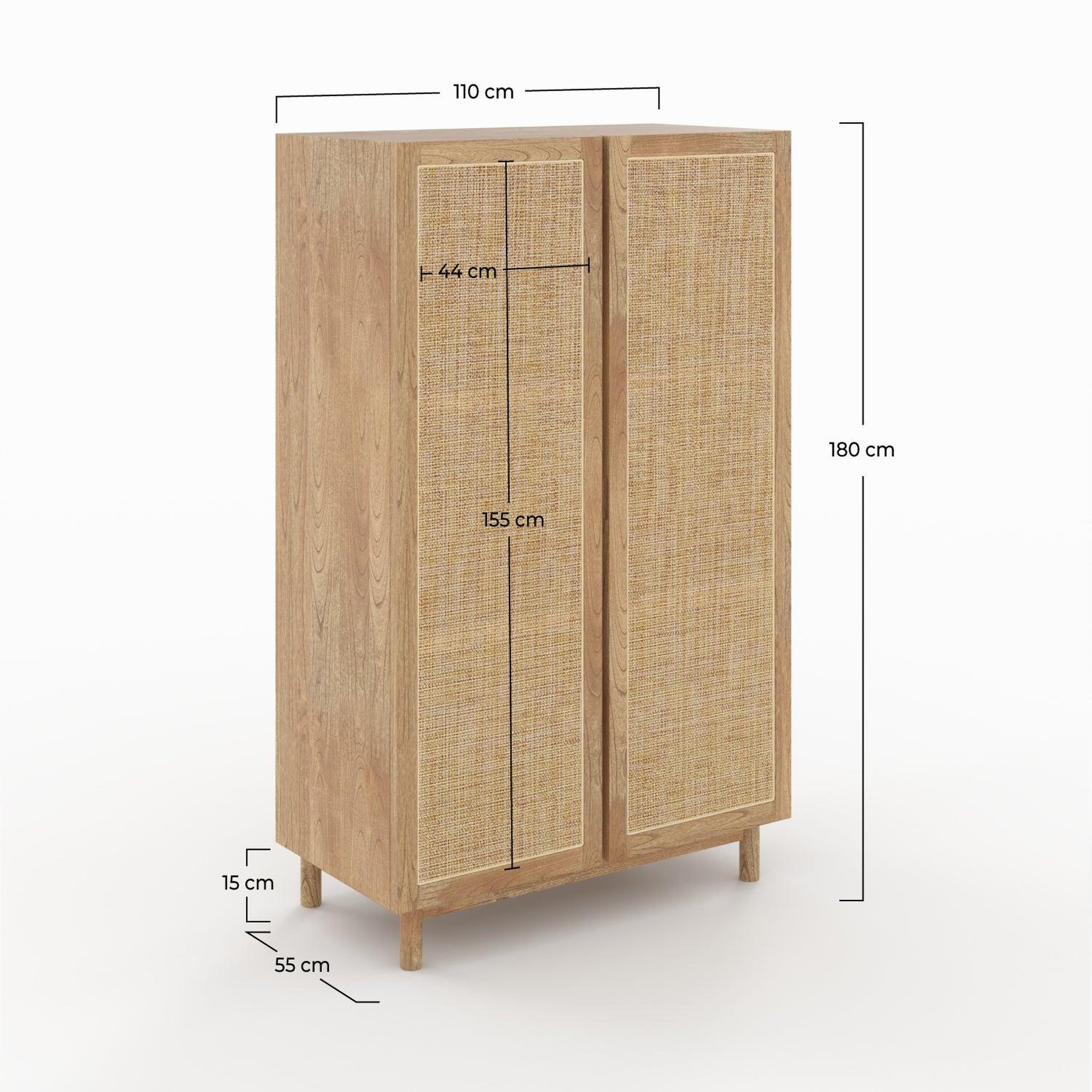 Voir la diapositive 4 : MAISON PAVANE Armoire en bois massif de mindi et rotin-delya