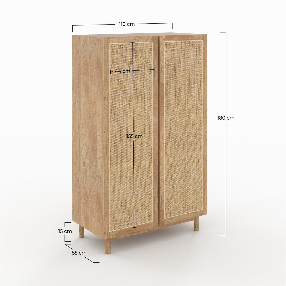 Rendez vous déco Armoire en bois massif de mindi et rotin-Delya