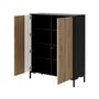 Voir la diapositive 3 : BEST MOBILIER Cambridge - buffet haut - effet bois et noir - 129 cm