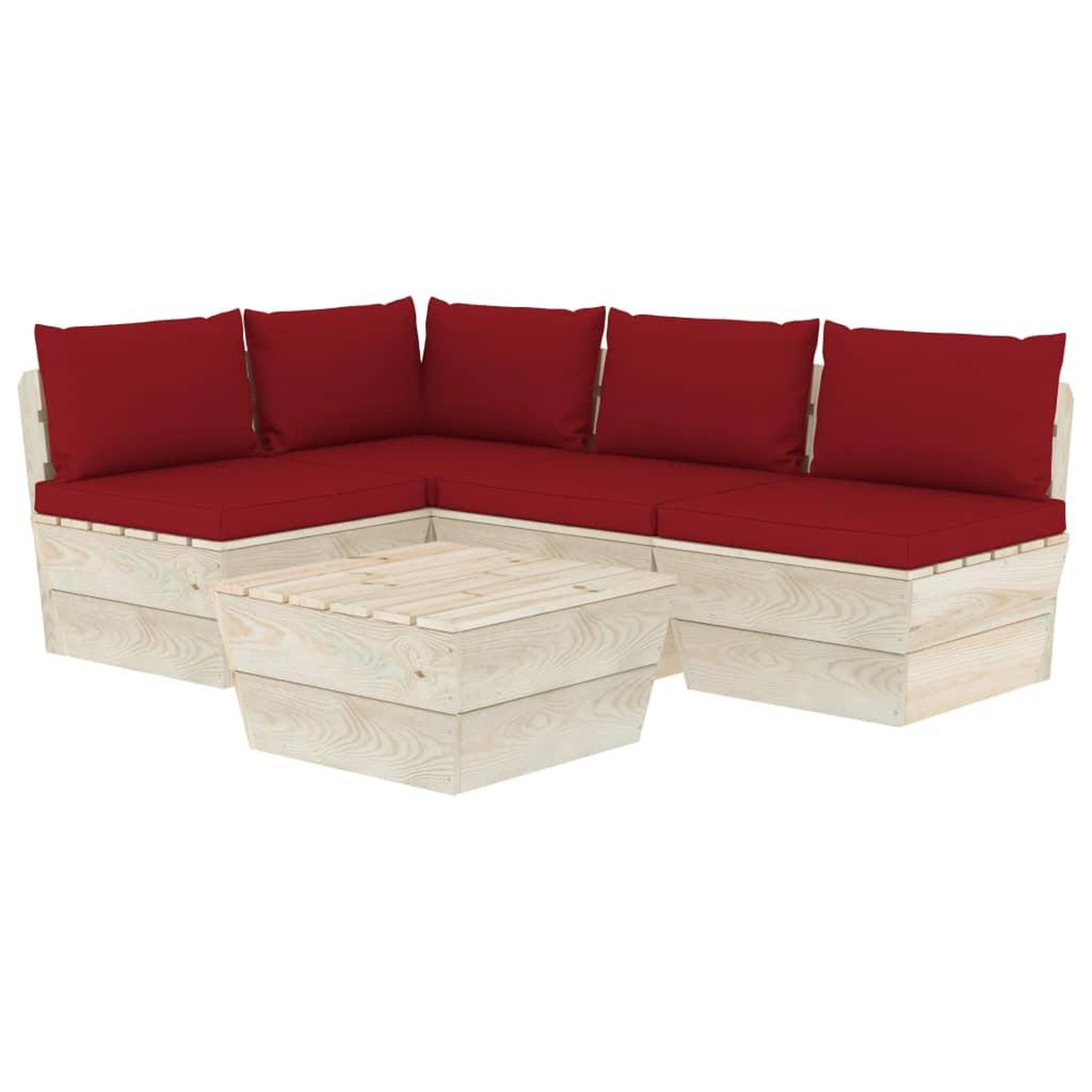 Voir la diapositive 2 : VIDAXL Salon de jardin palette 5 pcs avec coussins bois d'epicea