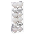 FEERIC LIGHT & CHRISTMAS Lot de 12 Boules de Noël  Colorama  4cm Argent & Blanc