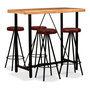 Voir la diapositive 1 : VIDAXL Ensemble de bar 5 pcs Bois d'acacia massif et cuir veritable