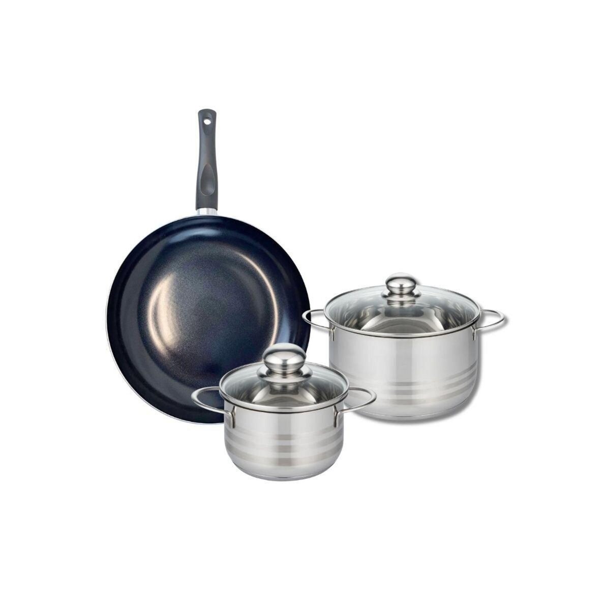 ELO Ensemble de 1 Poêle de cuisson 28 cm et 2 faitouts 16 et 20 cm Elo Prima Brillant