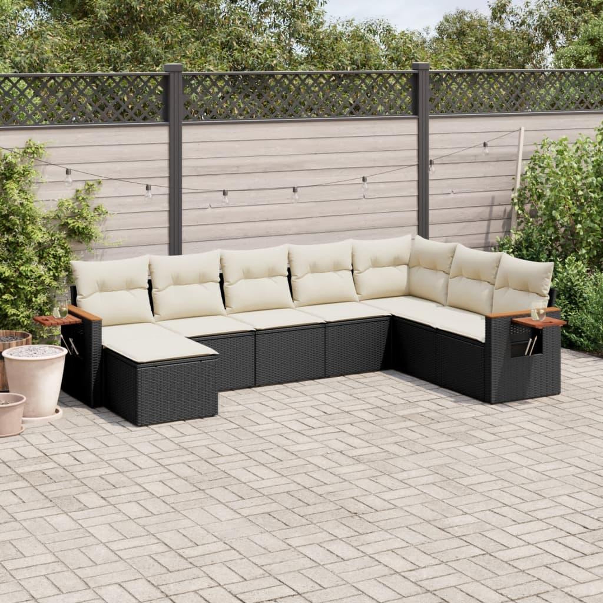 VIDAXL Salon de jardin 8 pcs avec coussins noir resine tressee