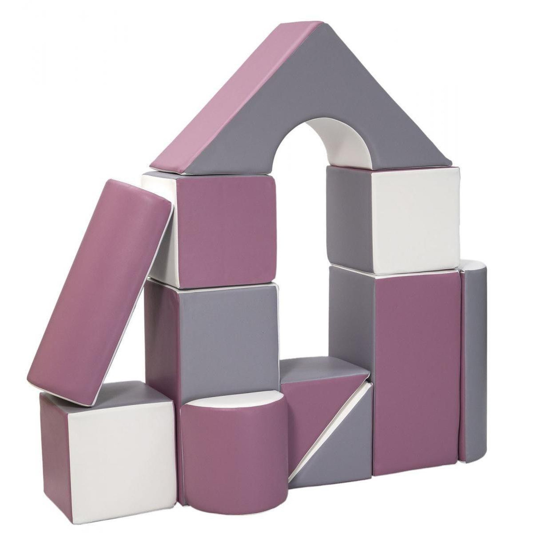 VELINDA Set de 11 blocs en mousse blanc, gris, violet
