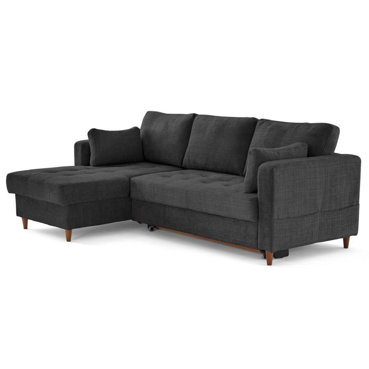 LISA DESIGN Anna - canapé d'angle gauche 4 places convertible avec coffre en velours texturé