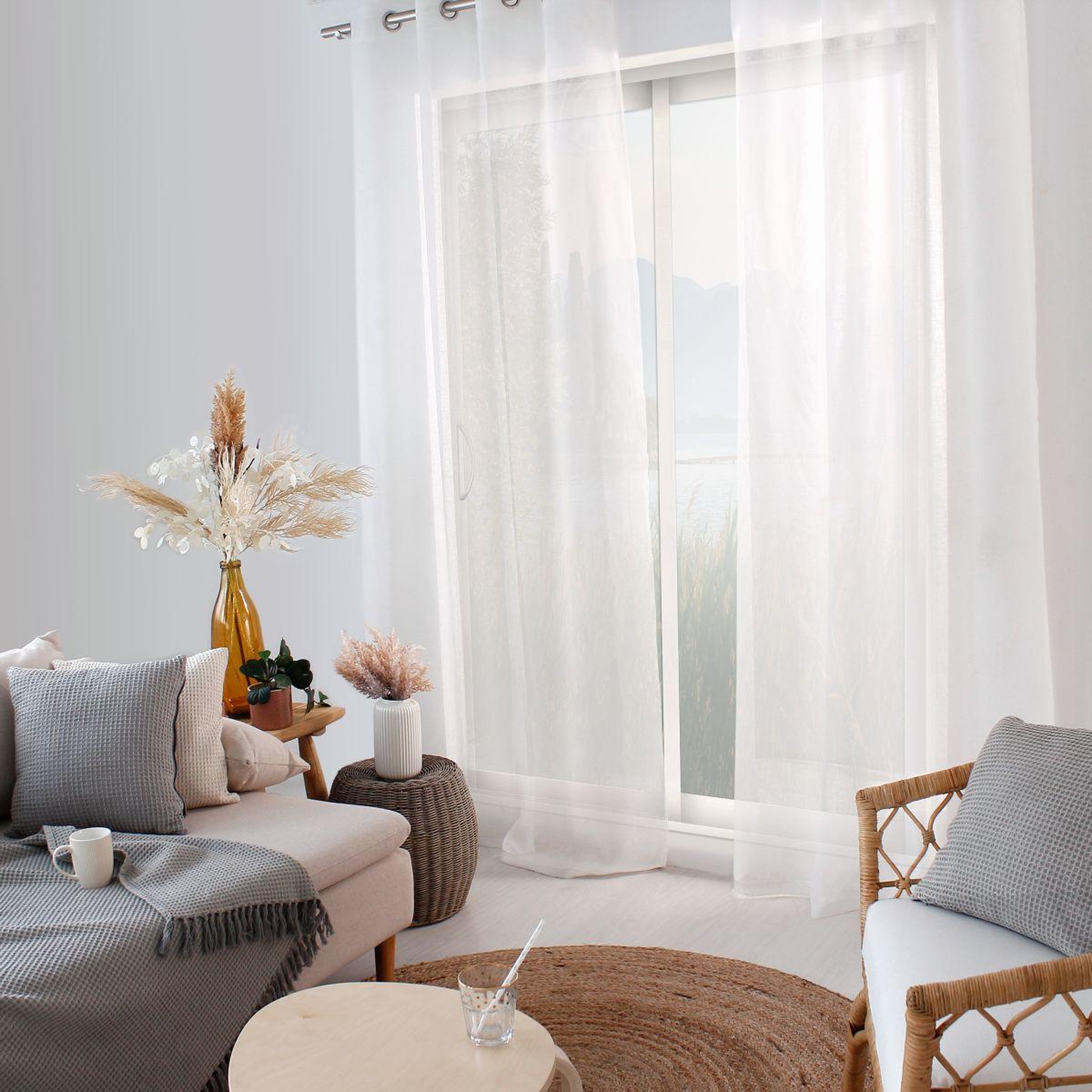 ENJOY HOME Rideau voilage effet lin  maya  140x240cm blanc